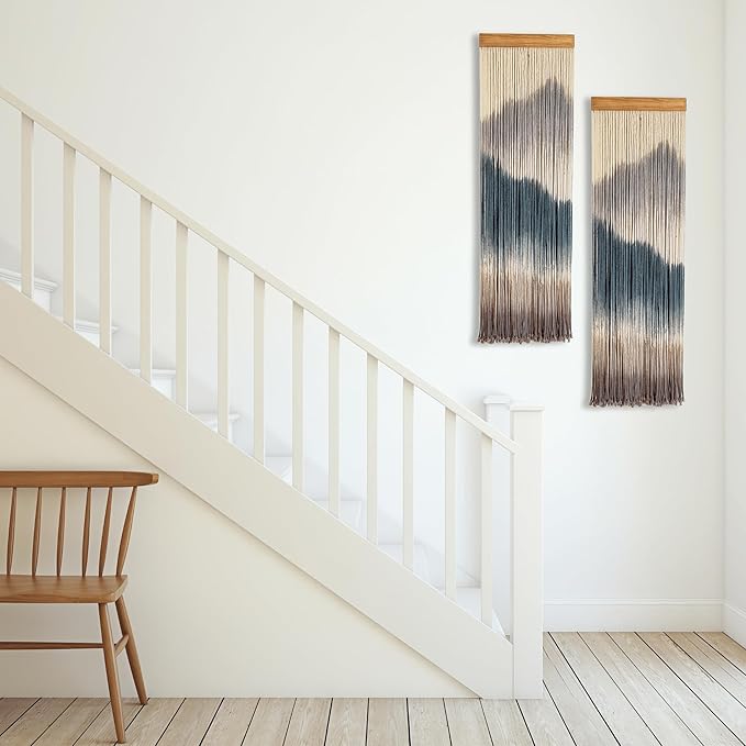 Knots & Beyond 'Mini' Collection, Macrame Wall Hanging, Dip Dye Fiber Art Wall Art, Tie Dye Tapestry, Boho Wall Decor for Above Couch, Headboard, Living Room Decor Wall, Woven Macrame Art, Quantity 1,