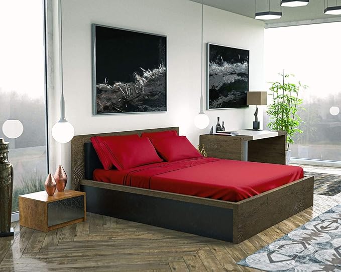 DREAMCARE King Size Sheets Set – 6 pcs Cooling Bed Sheets – up to 15” Deep Pocket King Sheet Set – 2500 Supreme Collection – Extra Soft 100% Brushed Microfiber Hotel Luxury with Side Pocket – Burgundy