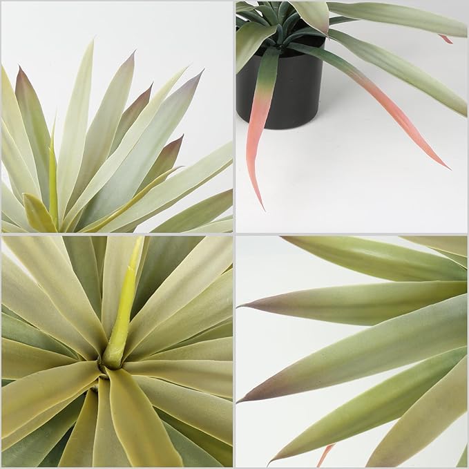 Briful Large Fake Agave Plant 17.3 Inch Artificial Yucca Potted Plants Outdoor Faux Agave Plants for Home Office Room Garden Front Porch Balcony Decor(Green)