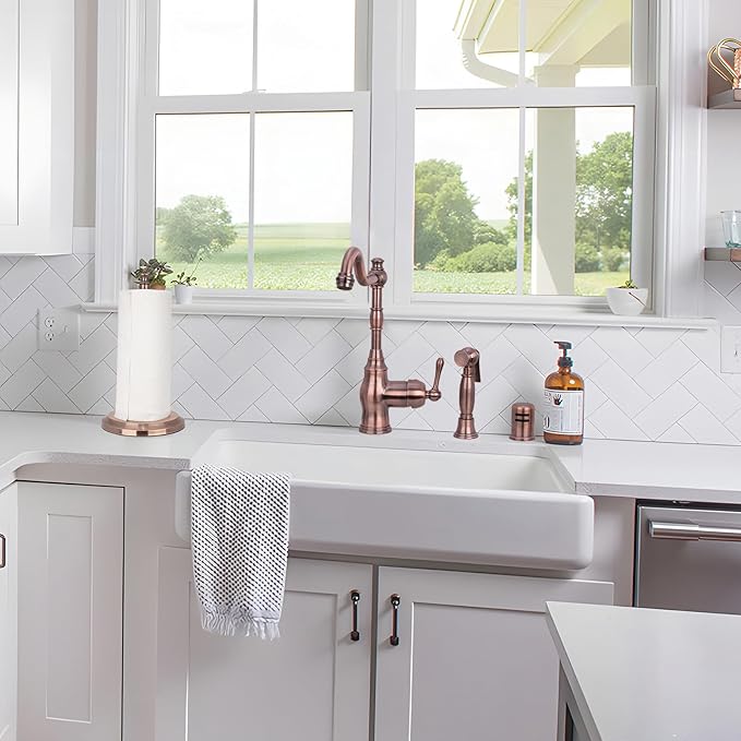 Akicon Paper Towel Holder Stand for Kitchen Countertop & Dining Room Table (Antique Copper, Classical)