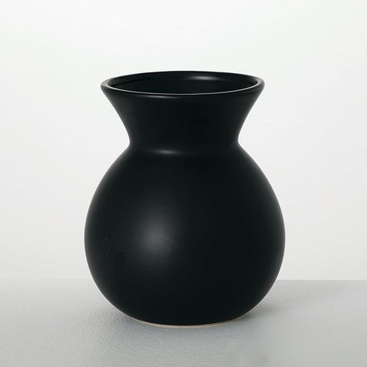 Sullivans Ceramic Black Matte Vase, Modern Home Decor, 8.25 inches, Kitchen, Living Room, Office Decor, Versatile Indoor Decoration