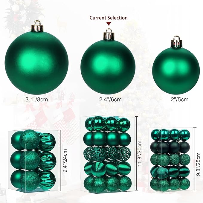 30PCS 2.36" Christmas Ball Ornaments Shatterproof Dark Green Christmas Tree Decorations Xmas Tree Balls Halloween Ornaments Décor