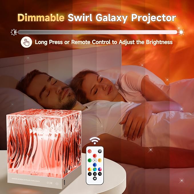 Flower Lamp Purple Pink Lights,18 Colors Cool Crystal Tornado Lamp Planetarium Projector,Dimmable Solar System Projector Decorative Flower Lights,Girly Pink Room Decor Aesthetic Purple Gifts for Women