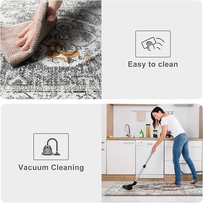 KIMODE Kitchen Runner Rug,17.3" x 59" Farmhouse Anti Fatigue Kitchen Mats for Floor Cushioned,Non-Slip Waterproof Comfort Thick Kitchen Floor Standing Mat for Front Sink,Laundry Room,Grey