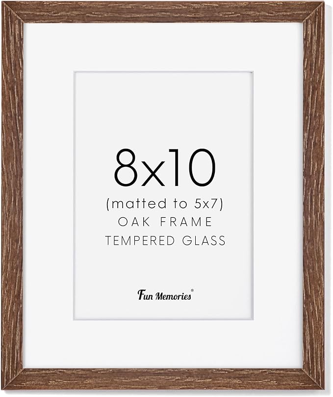 8x10 Wood Picture Frame, Solid Oak Wood Frame 10x8 for Wall & Tabletop Display, 5x7 Picture Frame with Mat 8x10, 8 x 10 Photo Frame Wood with Tempered Glass, Walnut Color, 1 Pack