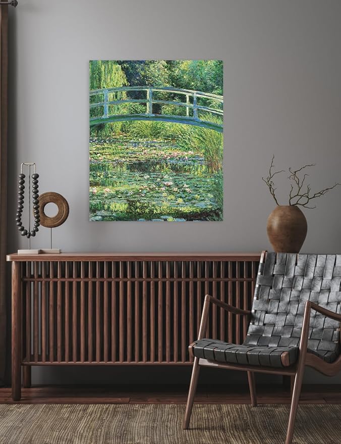 DECORARTS - The Japanese Bridge (The Water-Lily Pond), Claude Monet Art Reproduction. Giclee Canvas Prints Wall Art for Home Decor 24x20