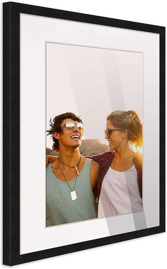 24x36 Frame Black Wood with White Mat | 28x40 Frame Matted to 24x36 | Display Your Picture Under UV Acrylic Shatter Guard Front, with Foam Board Backing and Wall Hanging Hardware - Wood Frame