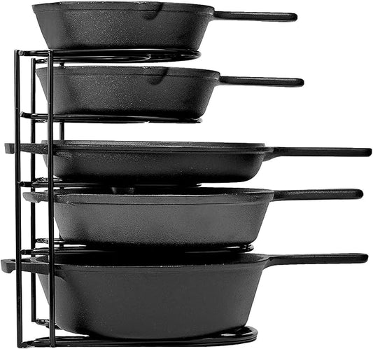 Cuisinel Heavy Duty Pots and Pans Organizer Rack - 12.2"-Inch Tall - 5 Tier Rack - Holds 50 LB - Cast Iron Skillets, Griddles, Shallow Cookware - Space Saving Kitchen Storage - No Assembly Required