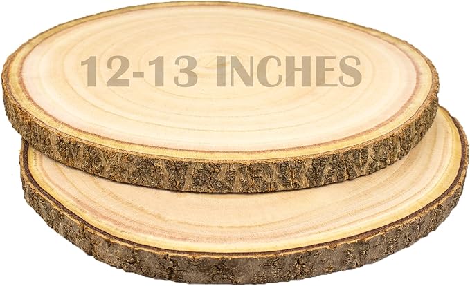 2pcs Large Wood Slices for Centerpieces 12-13 inches Wood Rounds for Tables Decor Rustic Wood Circles for DIY Crafts and Wedding Decor Round Wooden Discs Rustic Wedding Centerpiece