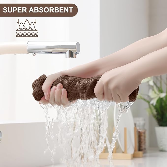 Homaxy 100% Cotton Kitchen Towels and Dishcloths Set, 12 x 12 Inches and 13 x 28 Inches, Set of 10 Bulk Kitchen Towels Set, Ultra Soft Absorbent Dish Cloths for Washing Dishes, Coffee