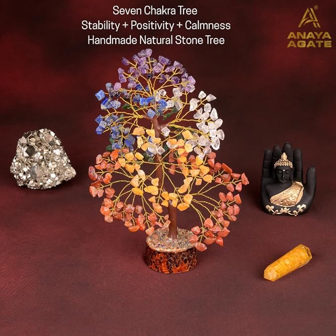 7 Chakra Crystal Tree of Life, Healing Crystal Trees for Home Decor, Office Desk Decor, Living Room Decor, Handmade Bonsai Trees for Positive Energy, Money, Good Luck Birthday Gifts for Women, Mom