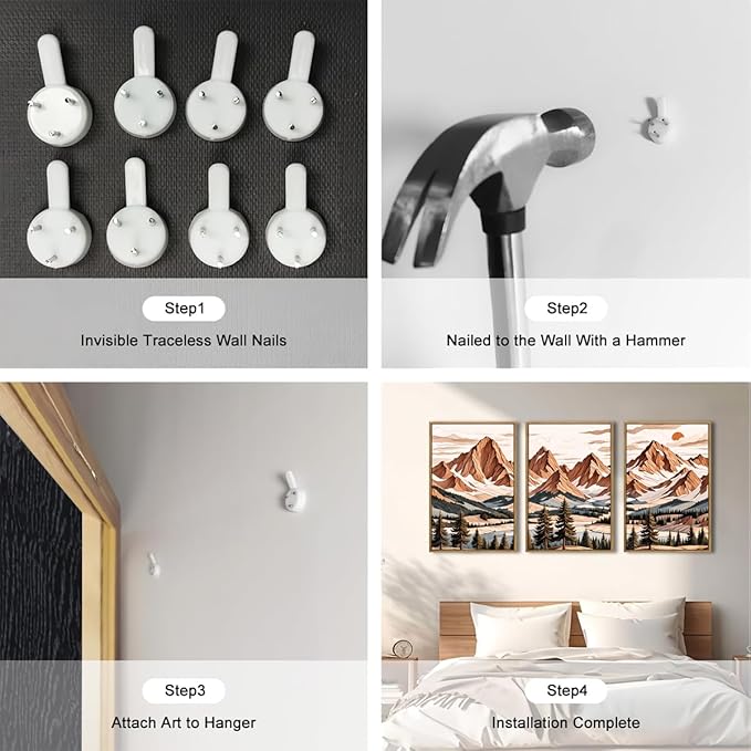 IARTTOP Framed Mountain Canvas Wall Art Large16x24 Inch Abstract Mountain Art Prints Set of 3 Vintage Nature Scenery Wall Decor for Living Room Bedroom Office