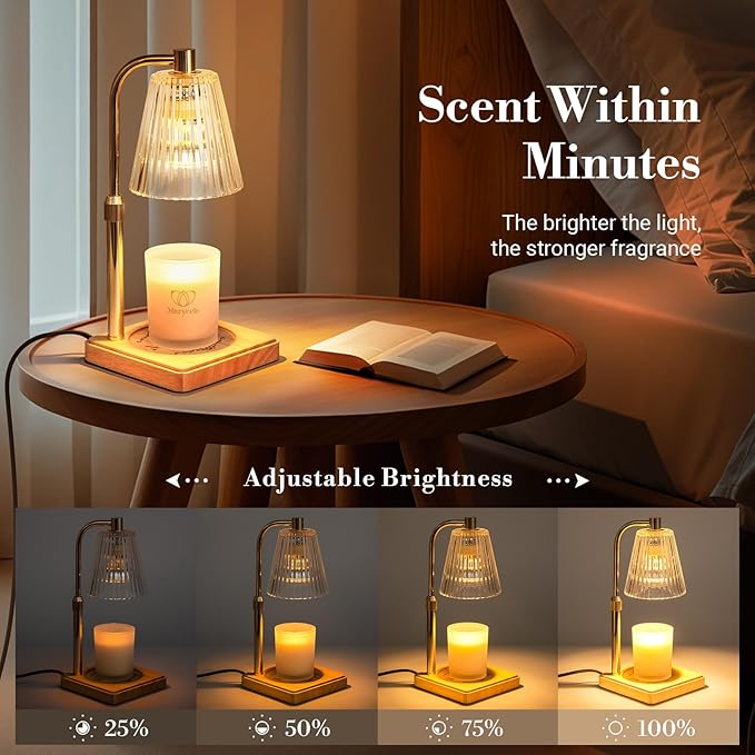 Candle Warmer Lamps 2 Pack, Electric Wax Warmer Lamp with Timer for Jar Candles, Aesthetic Home Decor, Housewarming Gifts for Women, Adjustable Height Clear