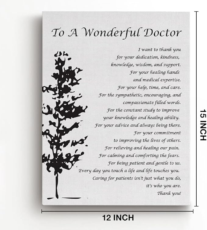 to a Wonderful Doctor I Want to Thank You Quotes Canvas Wall Art Print Framed Doctor Appreciation Gift Paintings Artwork Home Office Wall Decor 15x12 Inches