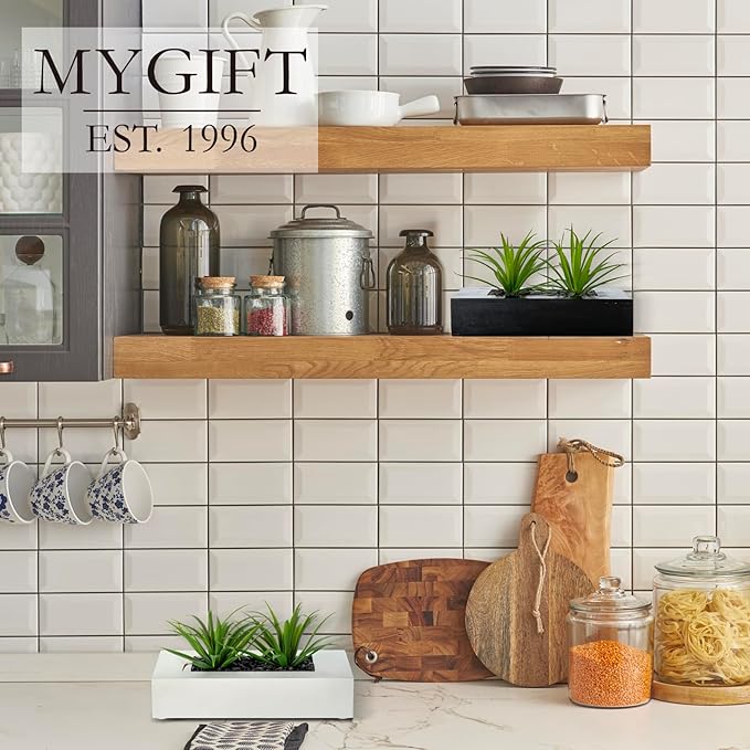 MyGift 10 Inch Fake Grass Artificial Plants in Rectangular Black Wood Planter - Faux Plants Indoor for Tabletop Centerpiece Décor