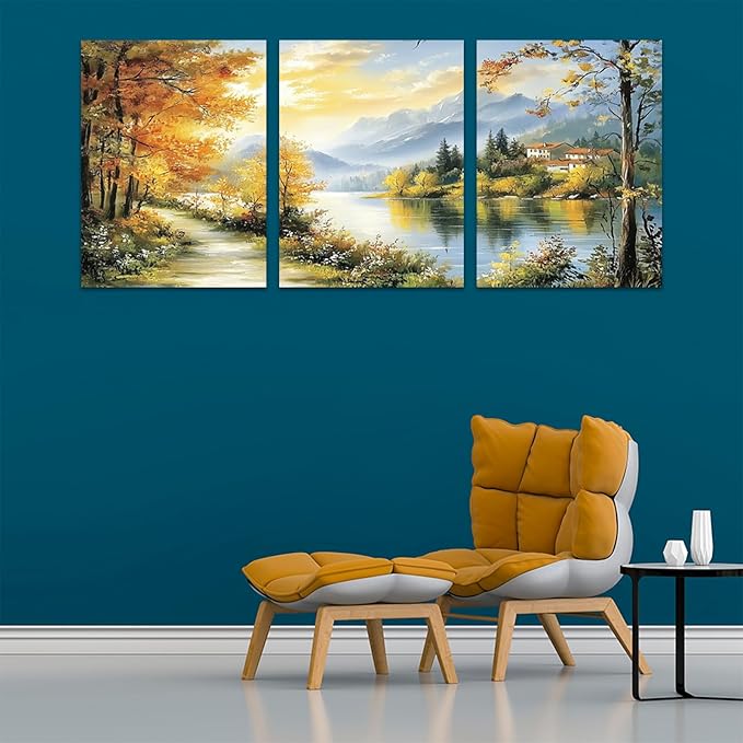 3 Piece Framed Canvas Wall Art Prints Paintings Wall Art for Living Room Large Size Wall Decor for Office Landscapes Modern Wall Decor Landscape Home Decor(36" Wx16 H)