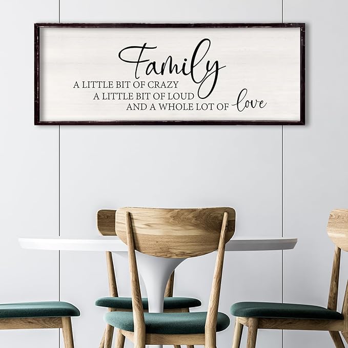 Foutcheou Family A Little Bit Of Crazy Wall Decor Sign 32"×12" Large Family Signs for Living Room Hanging Wall Art (Black)