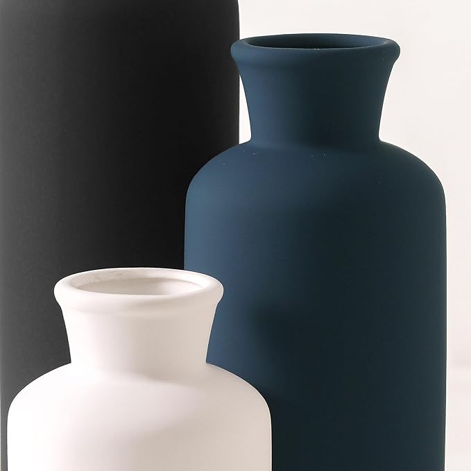 Ceramic Vase Set of 3, Neutral Modern Vases Home Decor Boho Vases Farmhouse Decor Flowers Pampas Vase for Table Mantel Entryway Shelf Living Room Kitchen Bathroom - Mutlicolor
