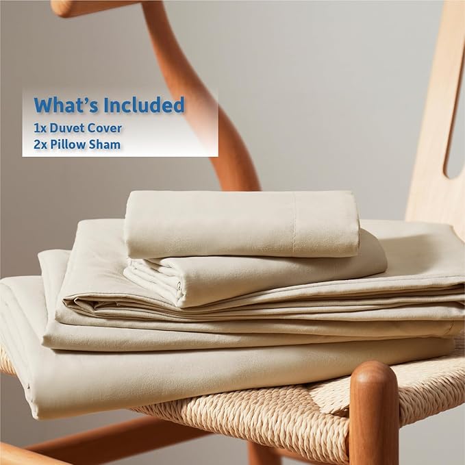 Nestl Beige Cream California King Duvet Cover Sets - Soft Double Brushed Cal King Duvet Cover, 3 Piece, with Button Closure, 1 Duvet Cover 104x98 inches and 2 Pillow Shams