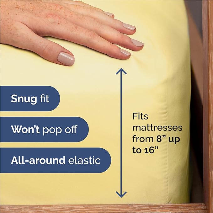 Split King Size 5 Piece Sheet Set - Comfy Breathable & Cooling Bed Sheets Set - Hotel Luxury Bedding for Women, Men, Kids, Teens, Boys & Girls - Deep Pockets, Soft, Wrinkle Free - Oeko-Tex - Yellow