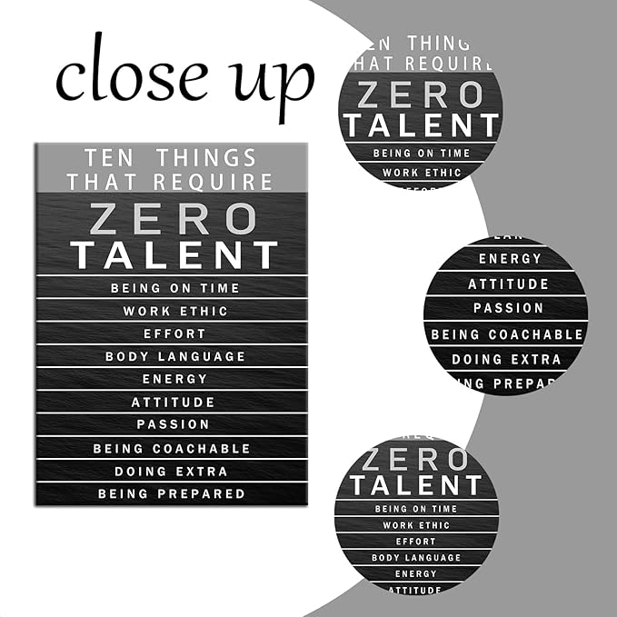 Office Wall Art Motivational Inspirational Posters Prints on Canvas Ten Things That Require Zero Talent Inspiring Quotes Picture Print for Living Room Home Decor Framed Ready to Hang [30''W x 40''H]