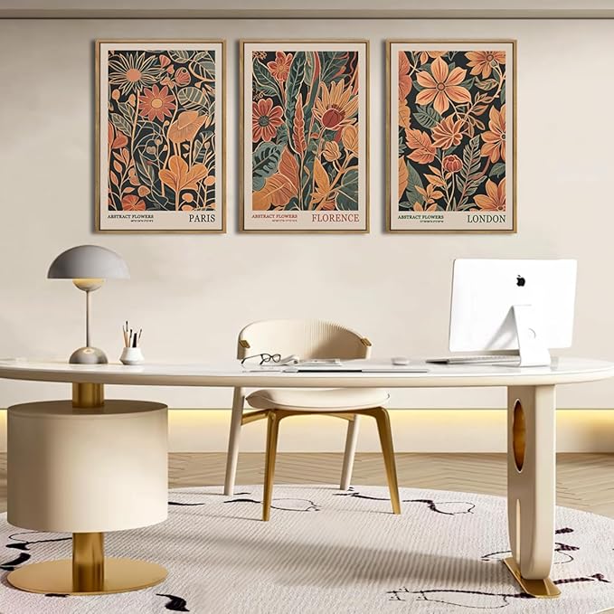ANHUIB Floral Wall Art 16x24 Inch Large Vintage Botanical Wall Decor Retro Floral Blossom Paintings Modern Plant Art Prints Set of 3 for Living Room Bedroom Office