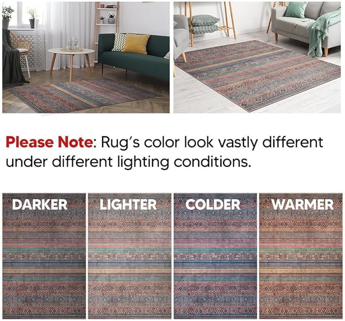 Keen Home Design 2x10 Rug - Machine Washable Runner Rug with Non-Slip Backing, Ideal for Hallway, Entryway, Kitchen, Laundry Room - Vintage, Easy Clean, Durable, Low Pile - (2'6" x 10')