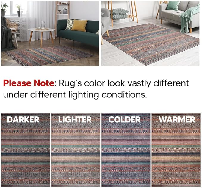 Keen Home Design 3x5 Rug - Machine Washable Entry Rug with Non-Slip Backing, Ideal for Enteryway, Kitchen, Bathroom, Laundry Room - Vintage, Easy Clean, Durable, Low Pile Rug - (3' x 5')