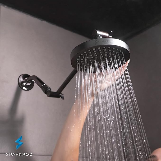 SparkPod Shower Head - High Pressure Rain - Premium Quality Luxury Design - 1-Min Install - Easy Clean Adjustable Replacement for Your Bathroom Shower Heads (Vintage Oil Rubbed Bronze, 6 Inch Round)