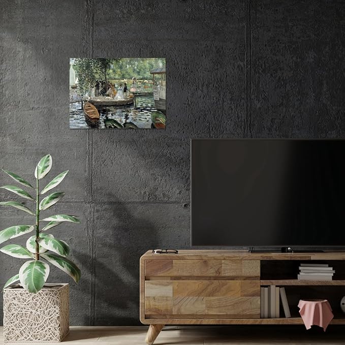 Impressionism Artwork Bathroom Decor La Grenouillere By Pierre Auguste Renoir Famous Painting Prints for Bedroom Hallway Lounge Home Wall Art Framed 12x16inch