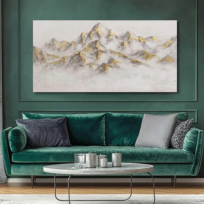 SDYA Mountain Wall Paintings Textured Hanging Art Grey Canvas Poster 24"x48" Pictures for Office Wall Art for Dining Room Area
