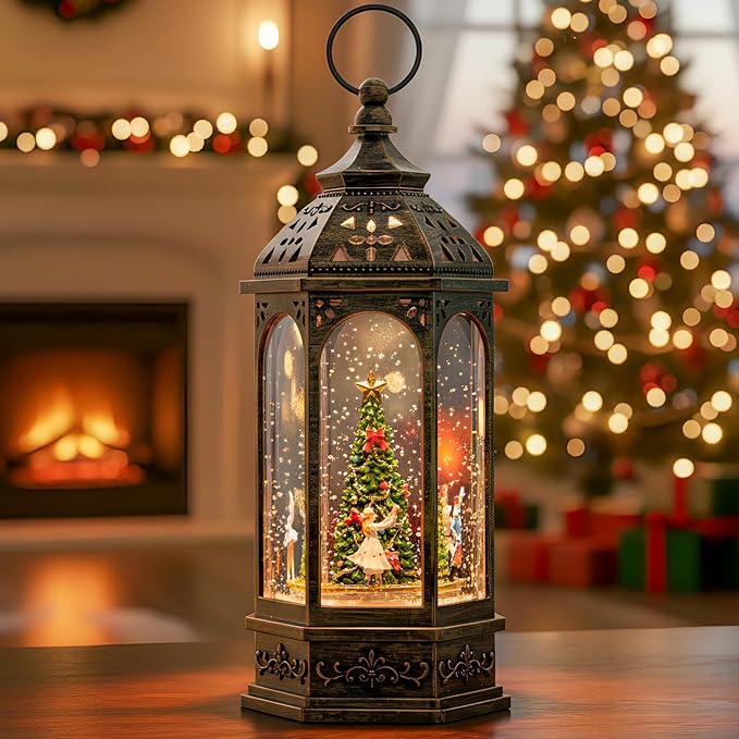 Christmas Snow Globes, Dancing Princess, Nutcracker and Mouse King Duel, Will Rotate Around The Christmas Tree, Holiday Decorations Gifts for Family, Children or Friends