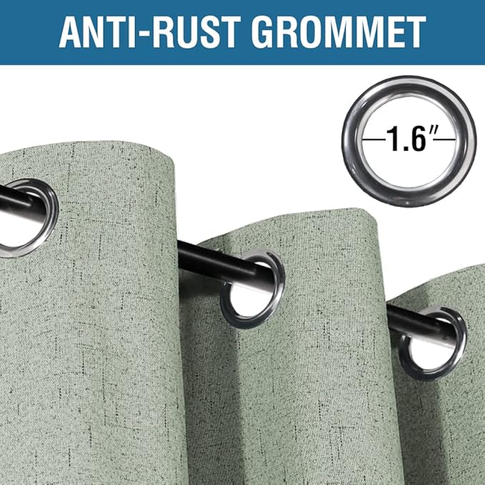 H.VERSAILTEX 100% Blackout Curtains for Bedroom 63 Inches Long Grommet Linen Face Full Light Blocking Curtain Drapes for Living Room Thermal Linen Look Curtains 2 Panels Set, 52" W x 63" L, Sage