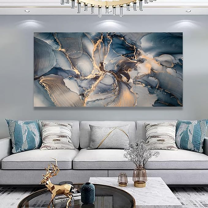 Color block Abstract Marble Grain Pictures Canvas Wall Art for Living room Bedroom Wall Decor,Smart Line Wall Art Print Paitnings for home Decor,Morden Artwork Full of Imagination Line Drawing Canvas