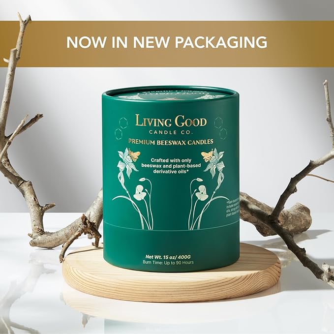 Fall Fresh Cinnamon Bark Essential Oil - Warm & Spicy Pure Beeswax Candle - 90+ Hours Long Burning - Non-Toxic Scented Candles for Autum Home Decor & Aromatherapy for Anxiety Relief - Natural - 15 OZ