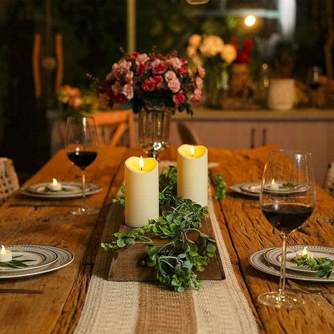 Homemory 6”x3” Outdoor Waterproof Flameless Candles, LED Candles, Battery Operated Candles with Remote and Timers, Electric Fake Plastic Pillar Candles,Dark Ivory, Set of 2