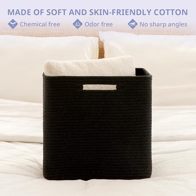 OIAHOMY Storage Cubes, 13 Inch Cube Storage Organizer, Collapsible Storage Bins, Baskets for Organizing, Storage Bins for Shelves-Black, 2-PACK