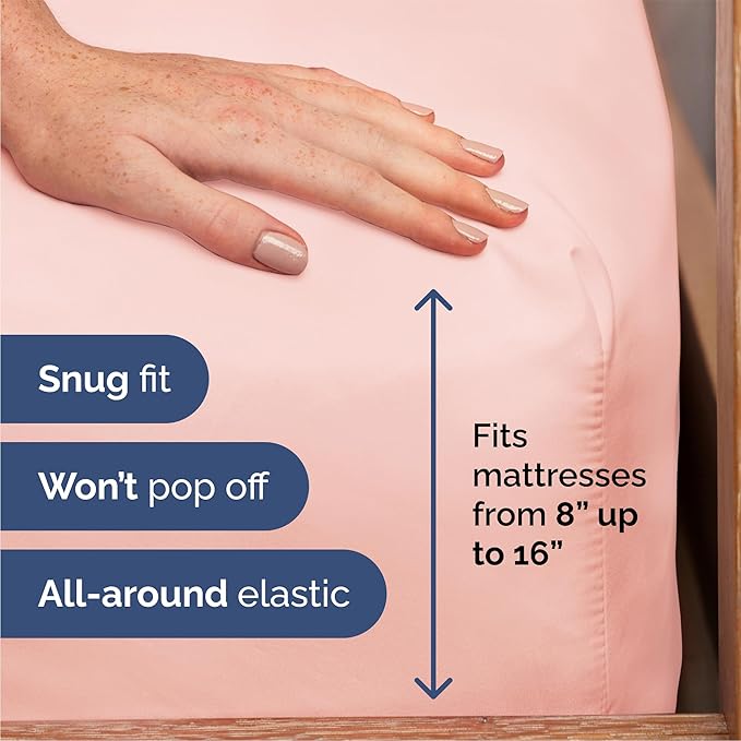 Queen Size 4 Piece Sheet Set - Comfy Breathable & Cooling Bed Sheets Set - Hotel Luxury Bedding for Women, Men, Kids, Teens, Boys & Girls - Deep Pockets, Soft and Wrinkle Free - Oeko-Tex - Baby Pink