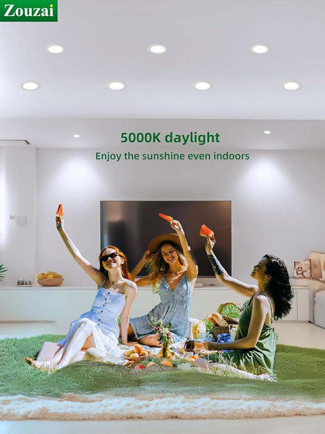 zouzai 20 Pack 6 Inch Ultra-Thin LED Recessed Ceiling Light with Junction Box 5000K Daylight Adjustable Dimmable Can-Killer Downlight - ETL and Energy Star Certified