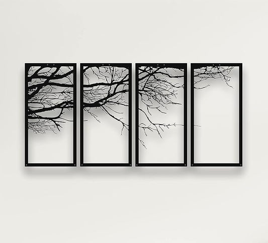 Dekadron Metal Wall Art, Tree of Life, 4 Pieces, Metal Wall Decoration (200 x 100 cm)