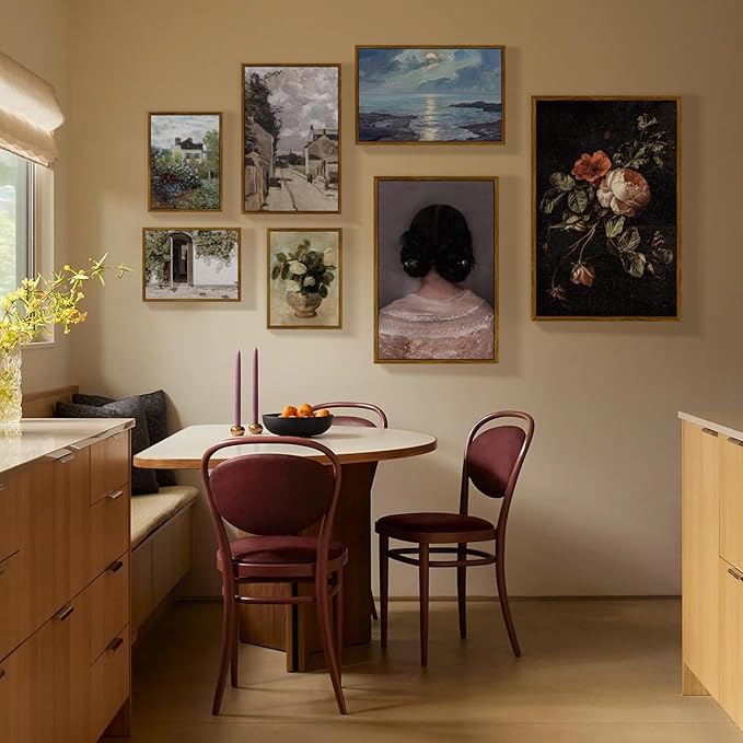 crmotu Large Framed Wall Art, Still Life Rose Canvas Prints, Botanical Floral Vintage Oil Paintings, Dark Academia Flower Pictures Wall Decor Living Room Bedroom Bathroom, Kitchen Decorations 24x36in