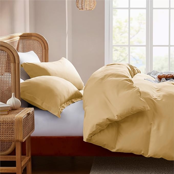 Nestl Twin Duvet Cover Set - Soft Double Brushed Camel Gold Duvet Cover Twin XL, 2 Piece, with Button Closure, 1 Duvet Cover 68x90 inches and 1 Pillow Sham