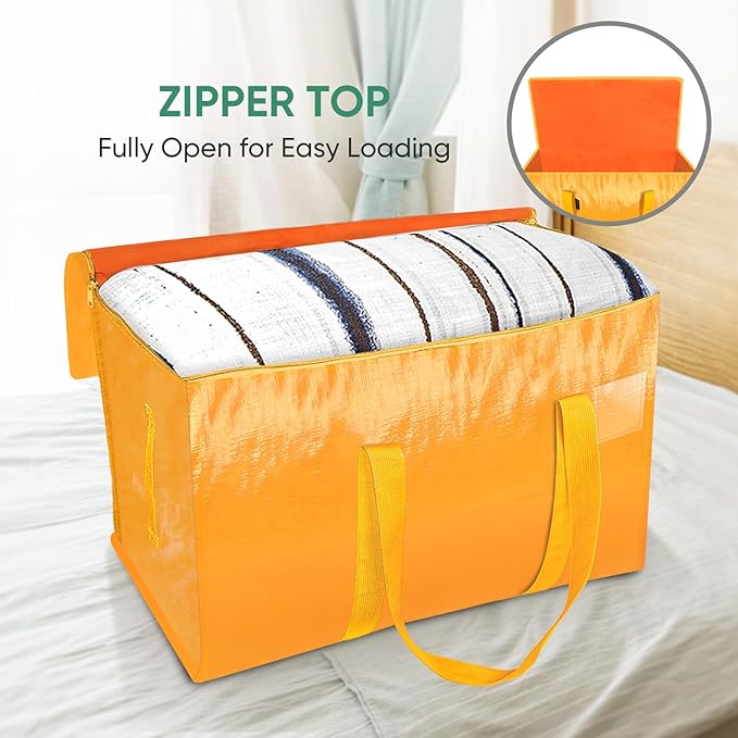 BALEINE 2-Pack Oversized Moving Bags with Reinforced Handles, Heavy-Duty Storage Tote for Clothes, Moving Supplies (Light Yellow, 2-Pack)