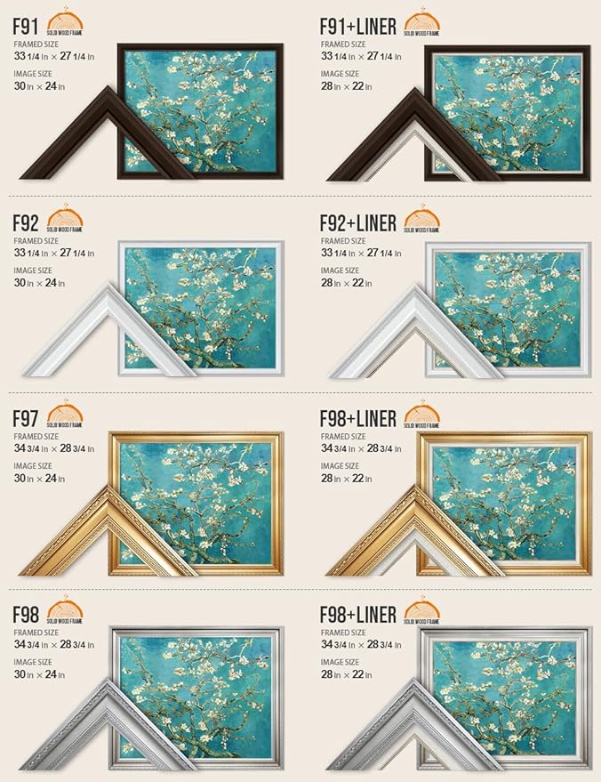 DECORARTS - Almond Blossom Tree - Vincent Van Gogh Reproduction. Giclee Print w/Bronze Frame for Wall Decor. 30x24, Framed size: 35x29