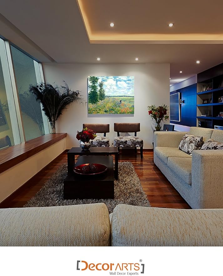 DECORARTS - Poppy Fields near Argenteuil, Claude Monet Art Reproduction. Giclee Canvas Prints Wall Art for Home Decor 30x24