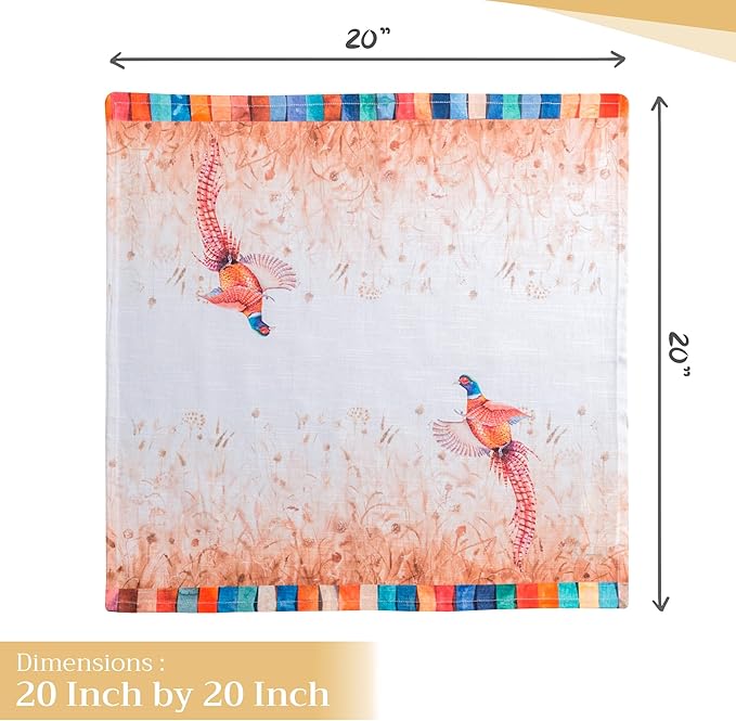 Maison d' Hermine Cloth Napkins Set of 4 100% Cotton Everyday Reusable Square Napkins Cloth Washable, Dinner, Party, Wedding, Restaurant (Faisan D'Automne, 20" x 20")