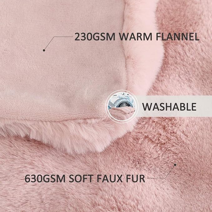 Faux Fur Throw Blanket Light Pink Fluffy Fuzzy Soft Bubble Throw Blanket 90x90 for Bedroom Couch Sofa Cozy Thick