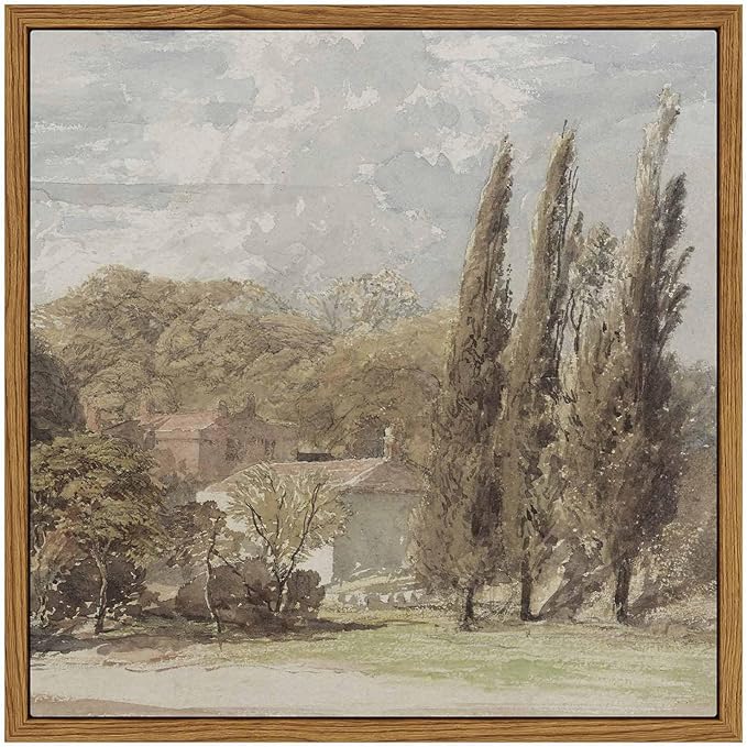 InSimSea Square Framed Canvas Wall Art, Gardens Classical Scenery Paintings, Rustic Gardens Wall Pictures for Bedroom Bathroom Living Room, Canvas Prints Artwork, Vintage Home Decor 10"x10"