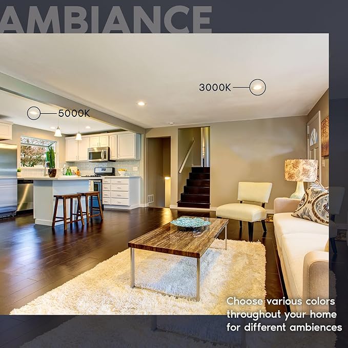 LUXRITE 12-Pack 5 Inch Ultra Thin LED Recessed Light with Junction Box, 12W, Color Selectable 2700K | 3000K | 3500K | 4000K | 5000K, Dimmable Wafer Lights, 1000 Lumens, ETL & Energy Star, IC Rated