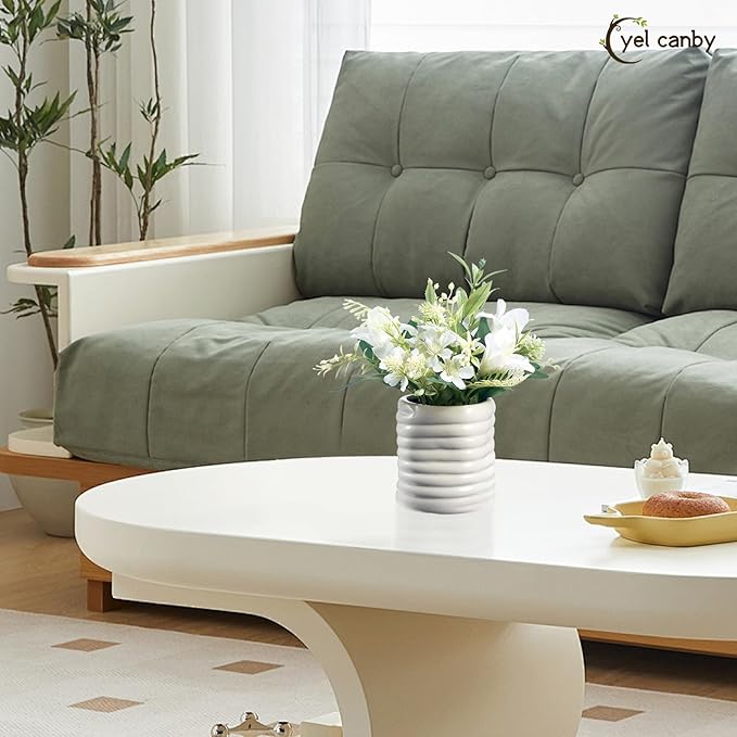 Small Fake Plants Potted Artificial Plants Indoor with Ceramic Pot Mini Faux Plants Artificial Greenery Flowers for Bedroom Bathroom Plants Home Office Room Coffee Table Decor(Lilies)